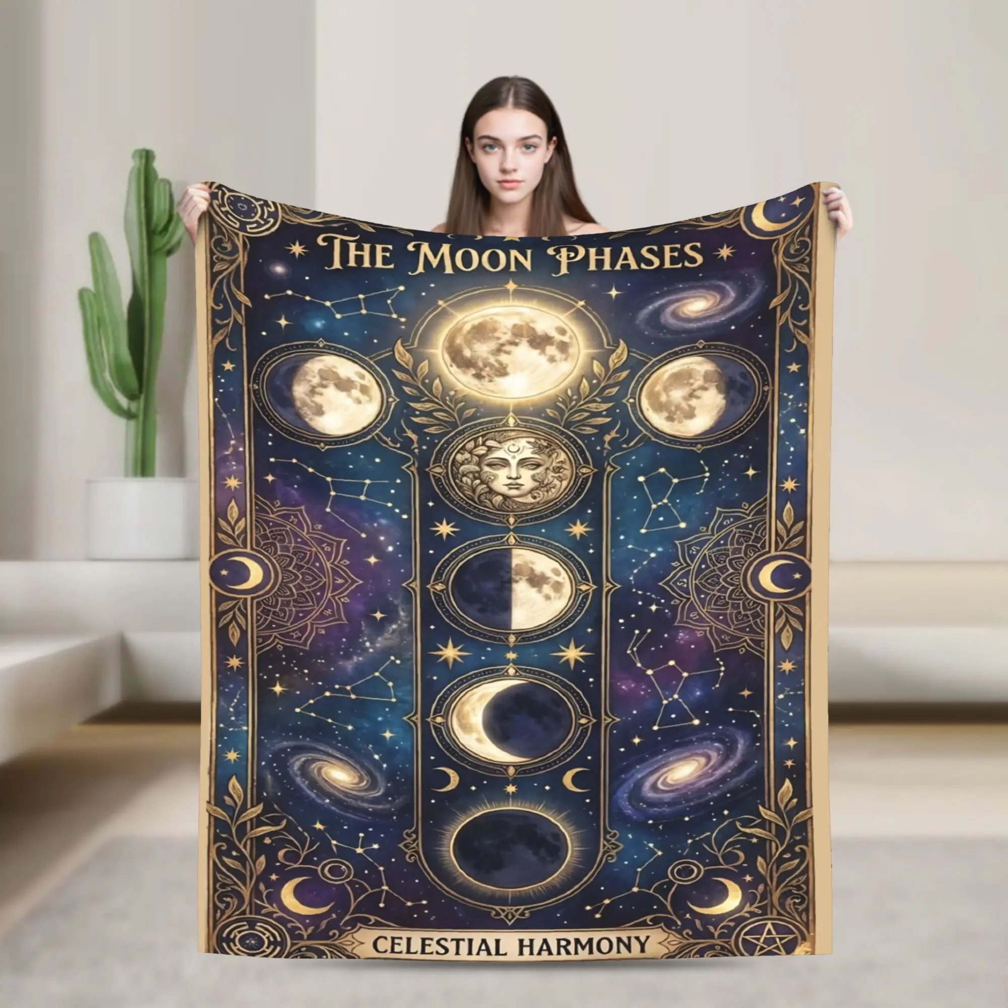Sun and Moon Blankets Coral Fleece Plush Summer Air Conditioning Magic Tarot Cards  Multifunction Warm Throw Blankets for Home
