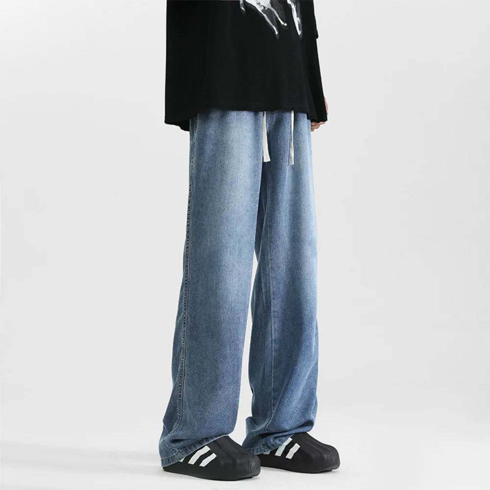 

Summer New Soft Men Casual Pants Loose Fit Mid-Waist Loose Sport Pants Men Commuter Wear Breathable Loose Trousers Work Wear