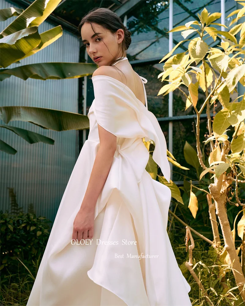 OLOEY-Robe de Mariée en Satin Asymétrique, Épaule Dénudée, Haute et Basse, Séance Photo, Patients de Pays Initiés, Quelle que soit la Tenue de Soirée Formelle