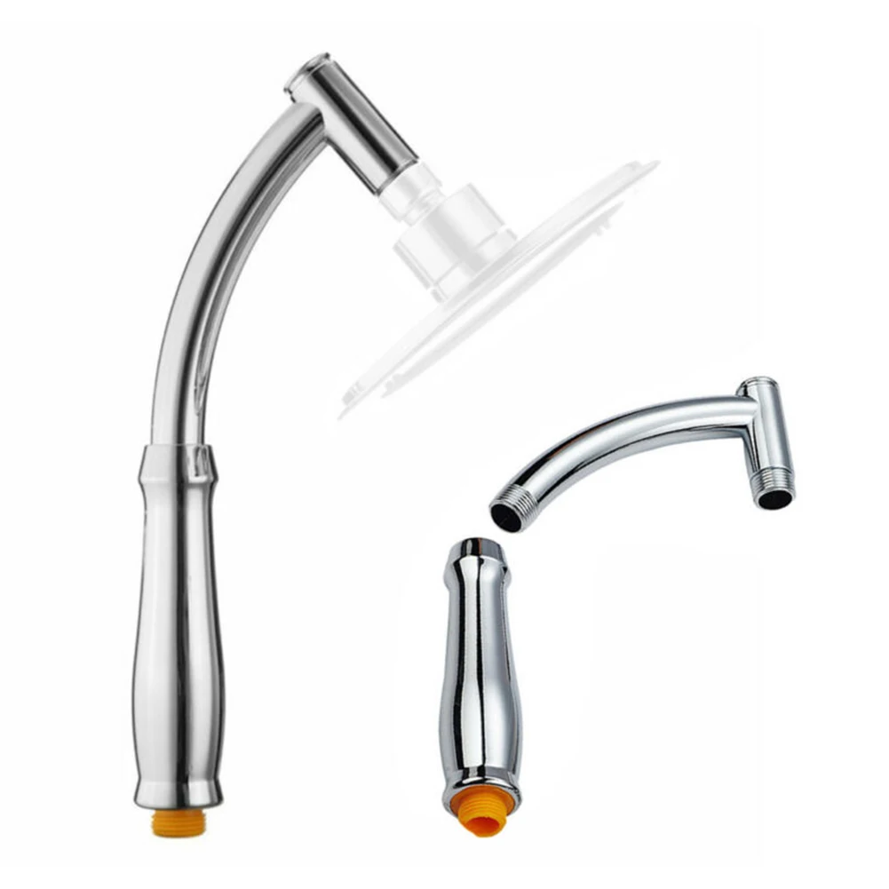 Shower Heads Extension Arm Hand Hold Adjustable Extender Angled Shower Arm Kits Chrome Sprinkle Part For Bathrooms
