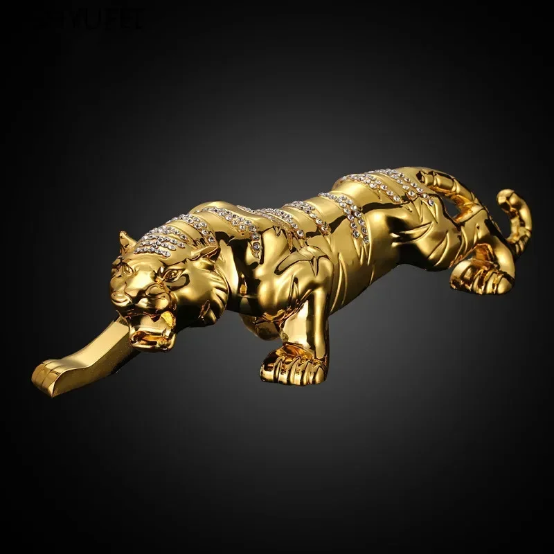 Modèle de tigre en métal de style chinois, décoration de richesse et de réussite, décoration pour la maison et le bureau, ornements de table, accessoires de voiture