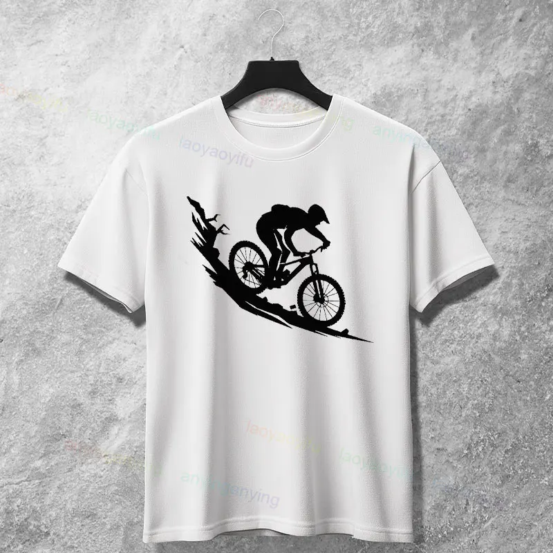 

Забавная мужская футболка с рисунком горного велосипеда MTB, модная повседневная футболка из 100% хлопка с короткими рукавами и круглым вырезом, идеально подходящая для спортивной одежды