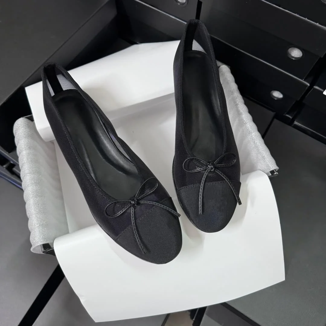 Nouvelles ballerines femme style nœud papillon en cuir véritable, collection Printemps 2026. Disponible en différentes couleurs. 35-41