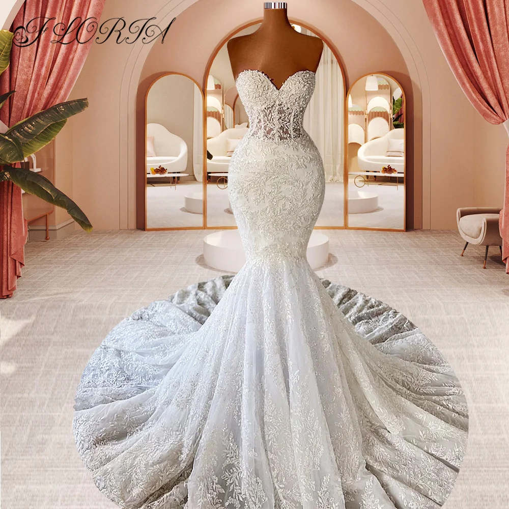 

Classic Sweetheart Mermaid Wedding Dress Elegant Beadings Backless Bridal Gown African Women's Marriage Party Dresses Plus Size