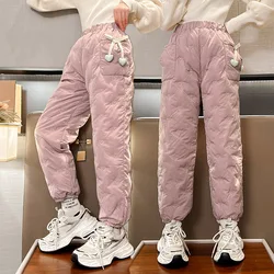 Girls' cotton pants winter children's outer wear children's warm velvet thickened pants children's windproof trousers