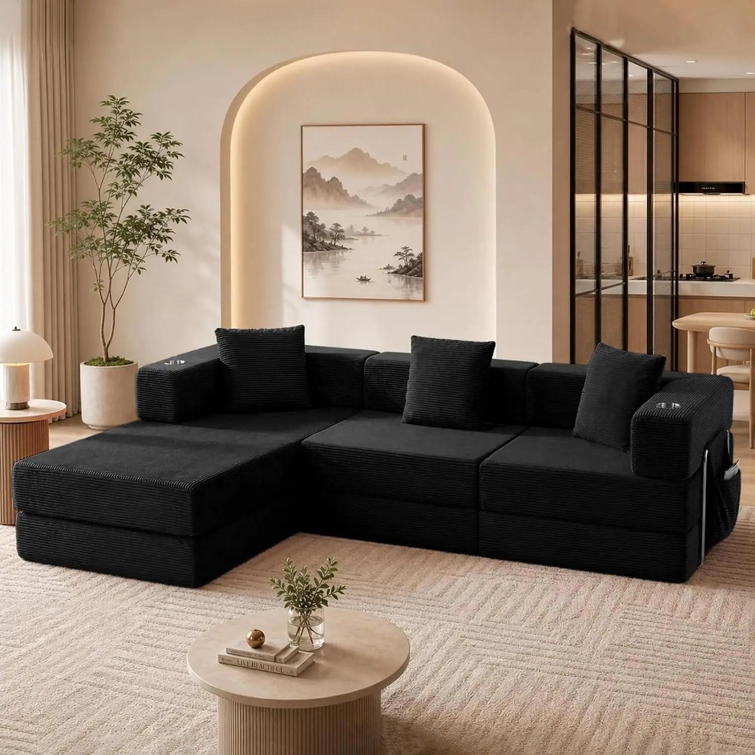 Modular Sectional Sofa L-Shape Deep Seat 108