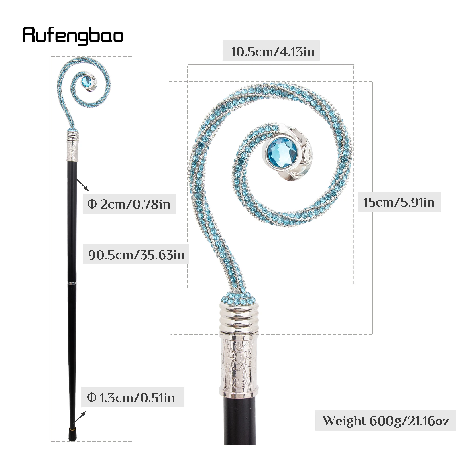 White Blue Hanger Blue Diamond Fashion Stick   Stage Cane Decorative Stick Decorative Cane Cosplay Parties, For Cosplay & Party