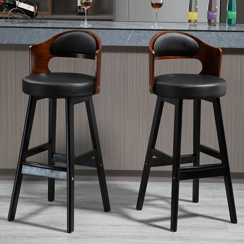 

Solid Wood Nordic Bar Chairs Black Outdoor Luxury Design Bar Chairs Vintage Stool Taburetes Para Barra De Cocina Furniture