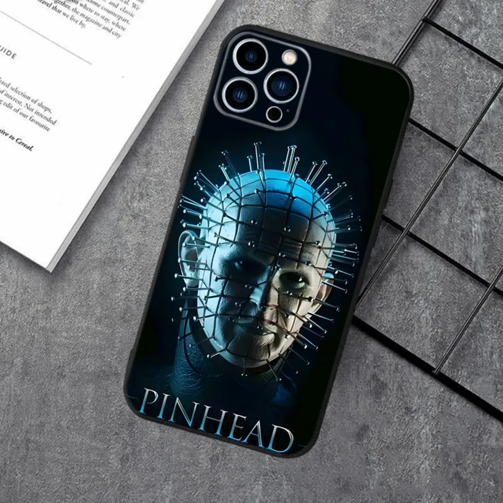 Pinhead Hellraiser Horror Phone Case For Apple iPhone 15,14,13,12,11,XS,XR,X,8,7,Pro,Max,Plus,mini Silicone Black Cover