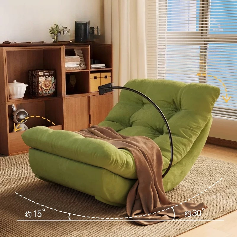 

Rocking Lazy Sofa Chair Balcony Bedroom Ergonomic Recliner Comfy Wood Single Chair Relax Chaise Lounge Living Room Furniture