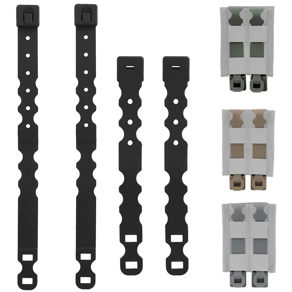4pcs Tactical Molle System Malice Clips Short/Medium/Long Molle Clips Attachment Strap for Magazine Pouch Tactical Pouches