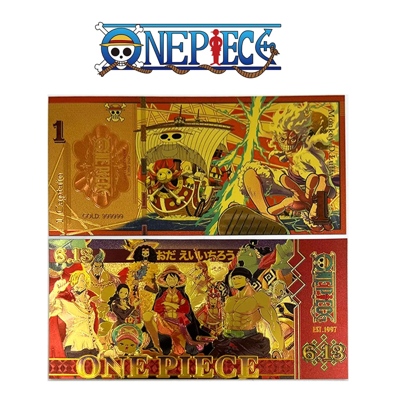 Anime ONE PIECE Golden Cards Luffy Zoro Collections Collectible Commemorative Banknotes CardsToys Cards For Gifts Adults