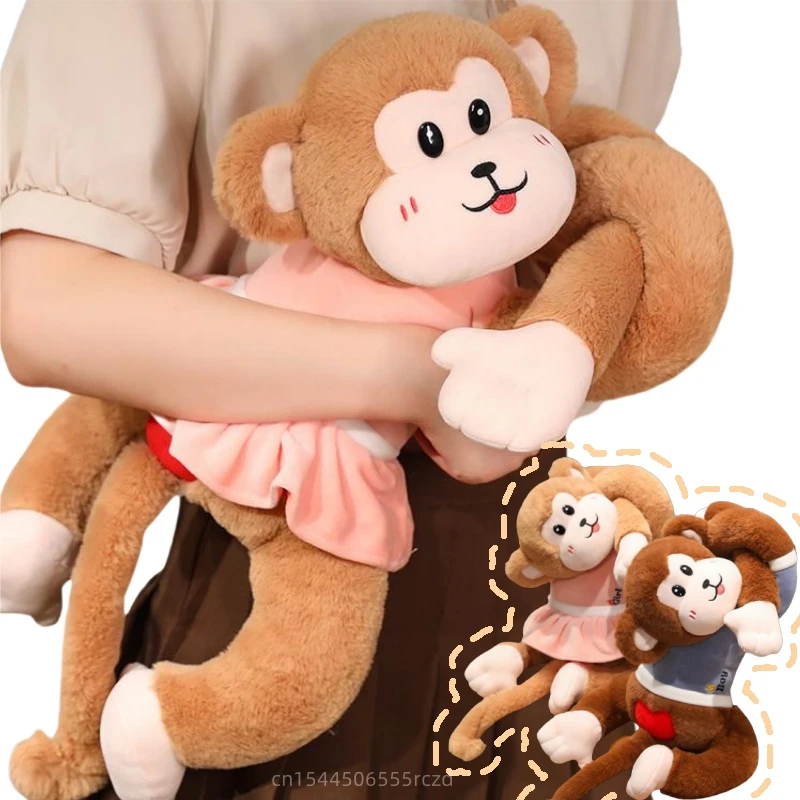 60/80cm Kawaii New Dressing Super Long Arms Monkey Plush Doll Soft Warm Hug Halter Doll Christmas Gift For Boys And Girls