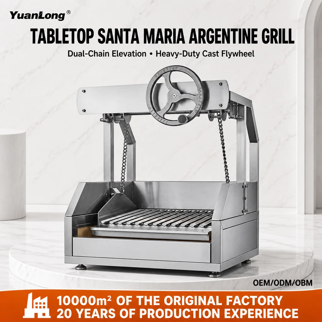 Professional Modern Stainless Steel SantaMaria Argentine Parrilla BBQ Grill Countertop Charcoal Barbecue Trolley Height