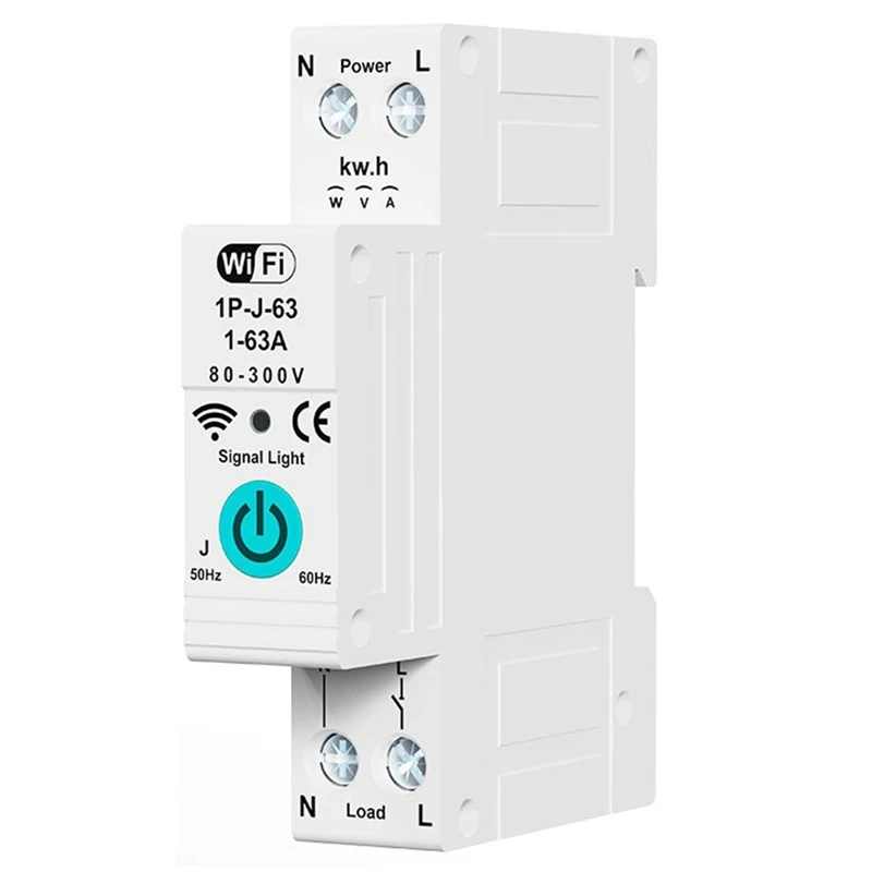 Hot Sale Wifi Circuit Breaker AC220V 63A Voltmeter Ammeter Energy Remote Mobile Control Single-Phase Intelligent Switch Metering