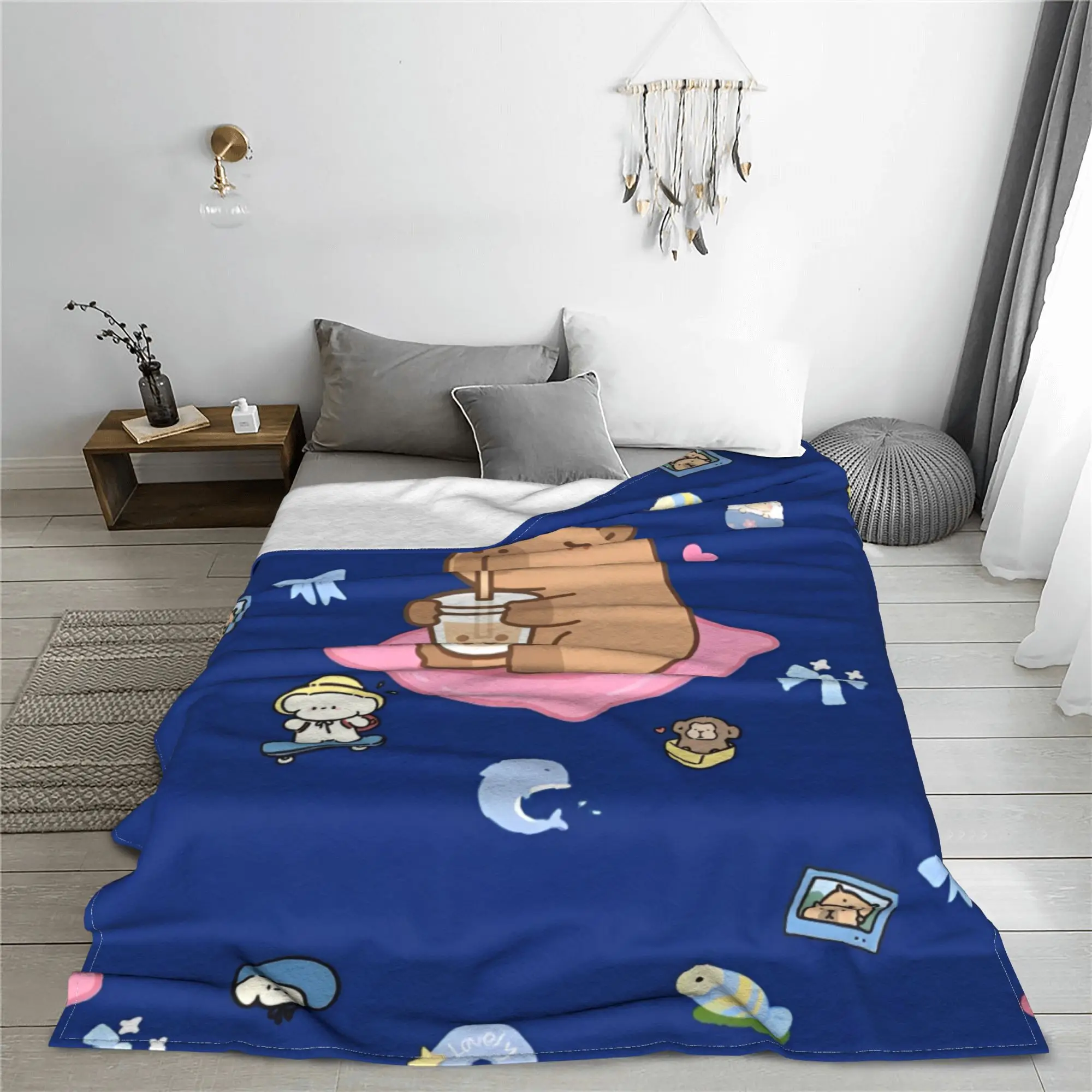 Cute Capybara Capibara Animal Blanket Flannel Spring Autumn  Multifunction Soft Throw Blankets for Bedding Travel Bedding Throws