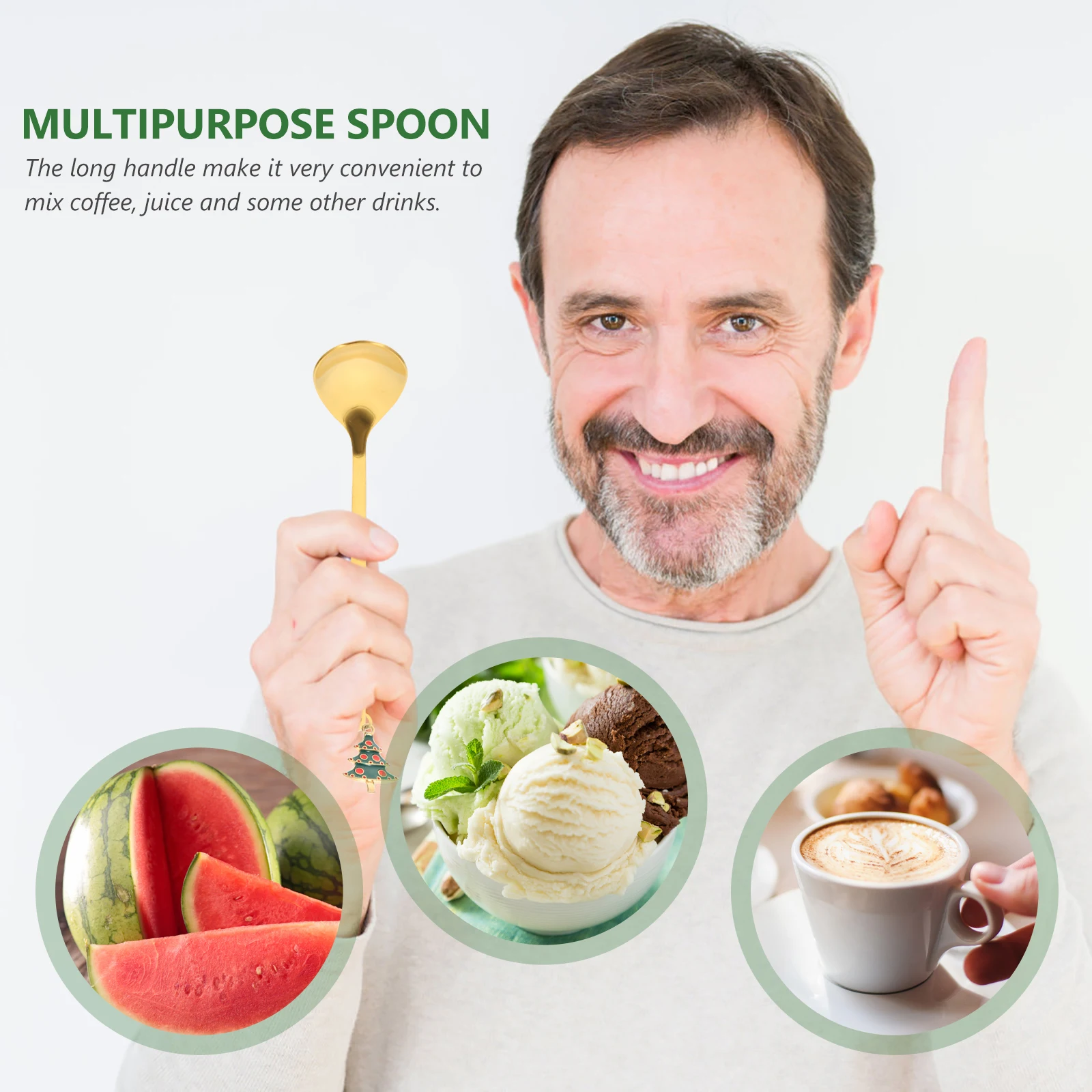 

1Set Xmas Spoon Fork Christmas Themed Dessert Cutlery Metal Tableware Party Dinnerware Kit Party Favors Dessert Fork Spoons