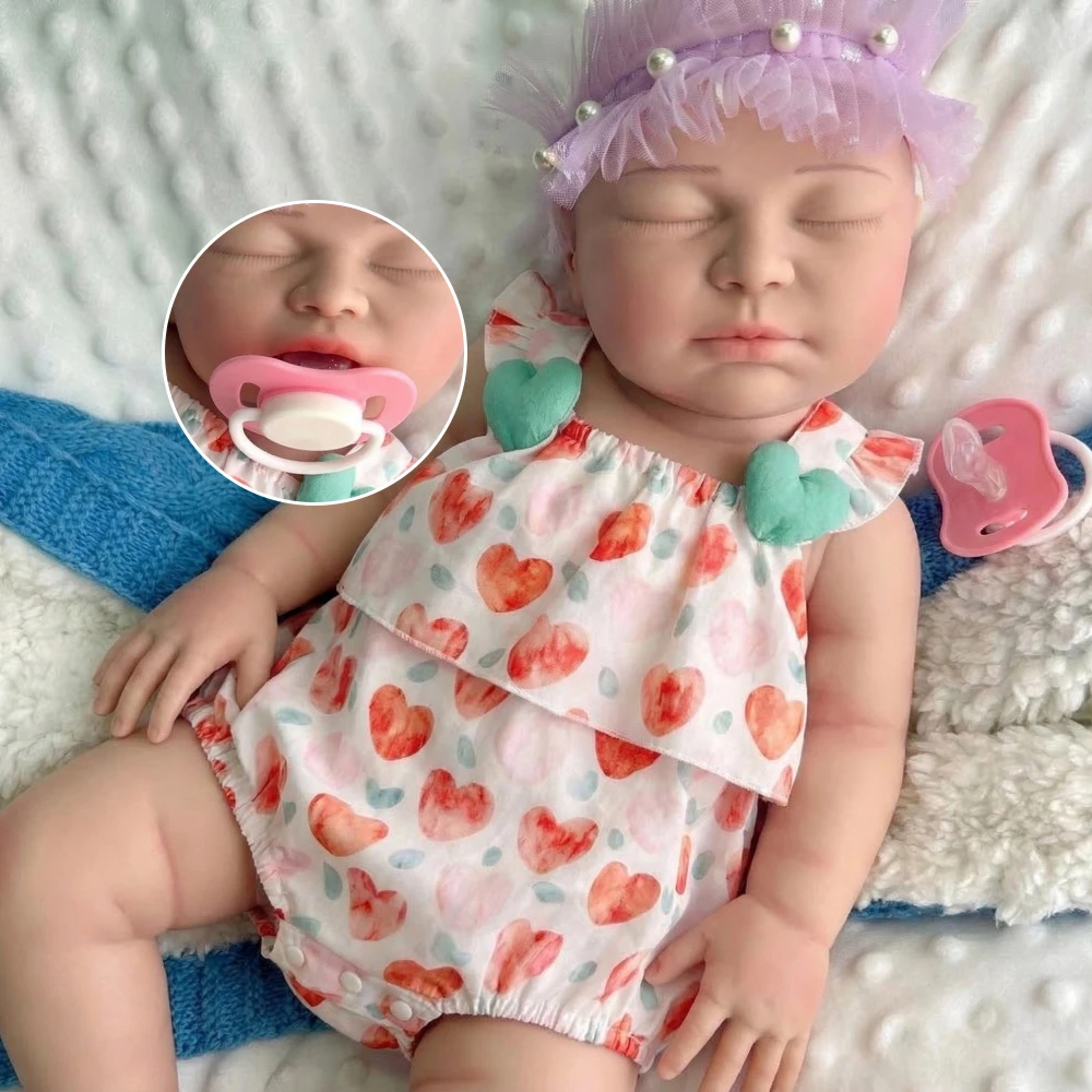 

22-дюймовая полностью силиконовая кукла-реборн девочка с возможностью использования сосок, утяжеленным телом и подвижными конечностями, для серьезных коллекционеров