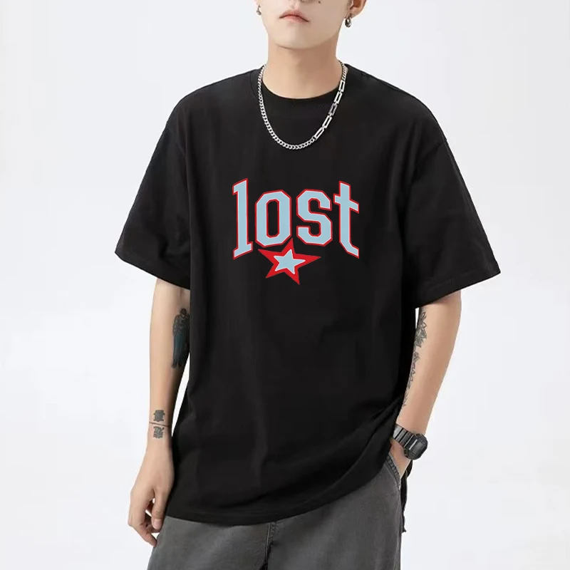 

Mgk Lost Americana printed short sleeve T-shirts Men Women streetwear Hip Hop vintage T shirt Cotton Casual Loose Tops Unisex