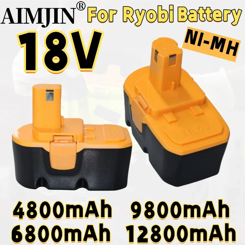 

18V 4800mAh-12800mAh Ni-Mh Replacement Battery for Ryobi 18V Battery One, Compatible with P100 P101 ABP1801 ABP1803 BPP1820