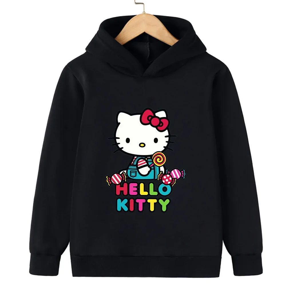 

Lindo patrón de Hello Kitty sudaderas para niños y niñas otoño moda Sudadera con capucha jersey