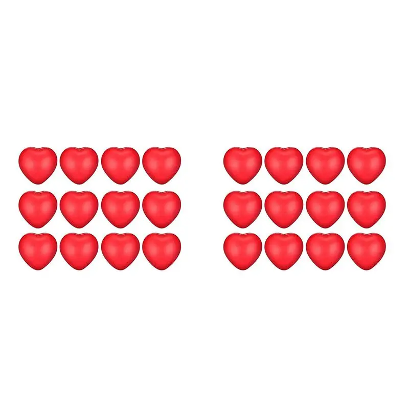

ODIES-24Pcs Valentine's Day Red Heart Stress Balls,Stress Balls For School Carnival Reward,Valentine Party Bag Gift Fillers