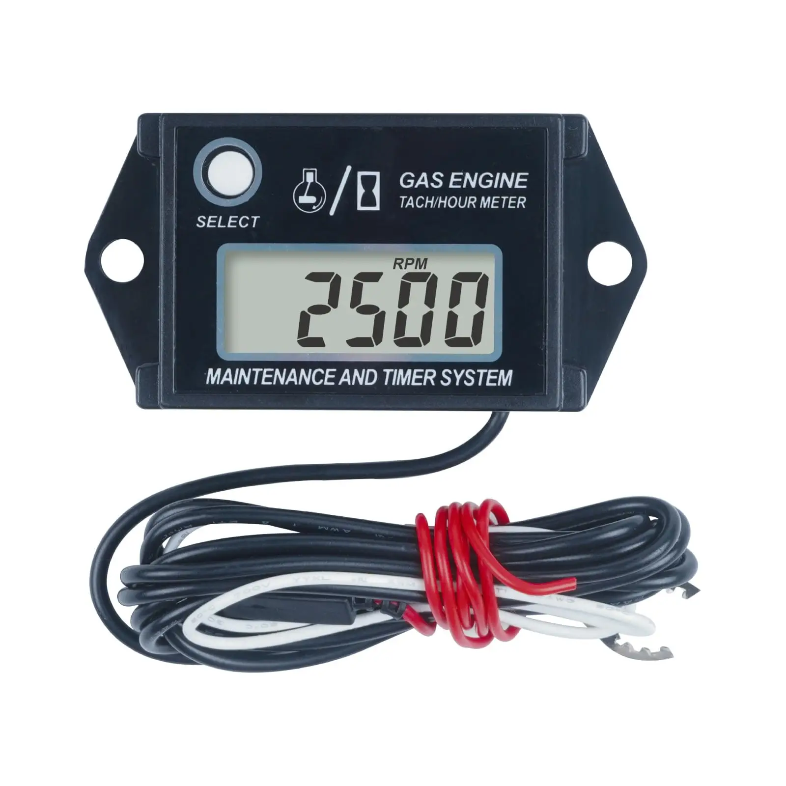 Digital Hour/Tach Meter with Maintenance Alert & Max RPM Recall, for Lawn Mower Tractor Marine ATV Generator Motorcycle