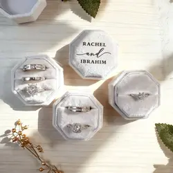 Personlized Wedding Velvet Ring Box Engagement Triple Slot Octagon Ring Box Modern Wedding Decoration 1/2/3 Slots Ring Box