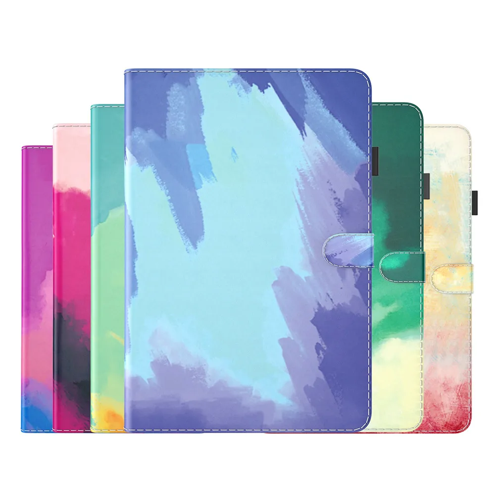 

For Lenovo M10 Plus 3rd Gen 2022 Case Coque Watercolor Leather Wallet Tablet For Lenovo Tab M10 X306F X605F M8 M7 P11 Plus Case