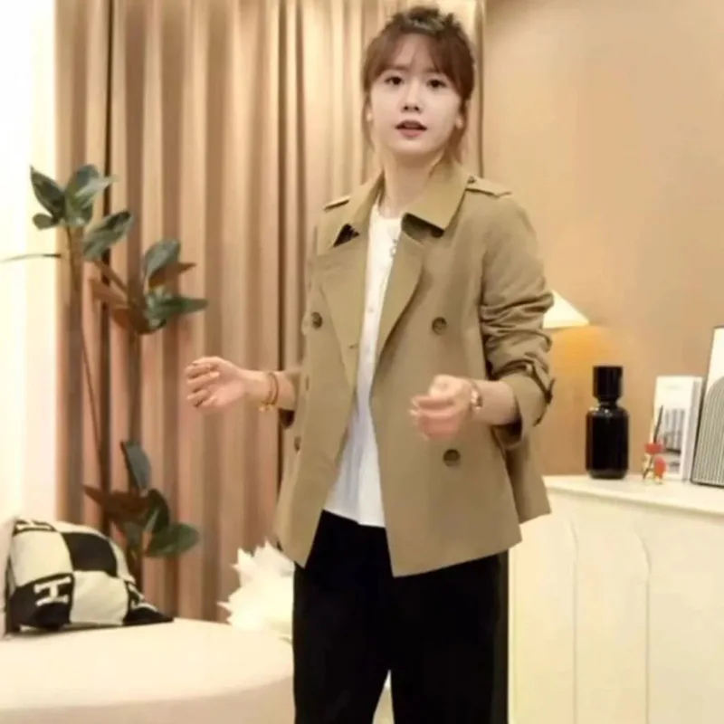 

Spring Autumn Ladies Fashion Lined Jacket Women Solid Color Long Sleeves Windbreaker Coat 2024 Female Loose Fit Trench Outwear