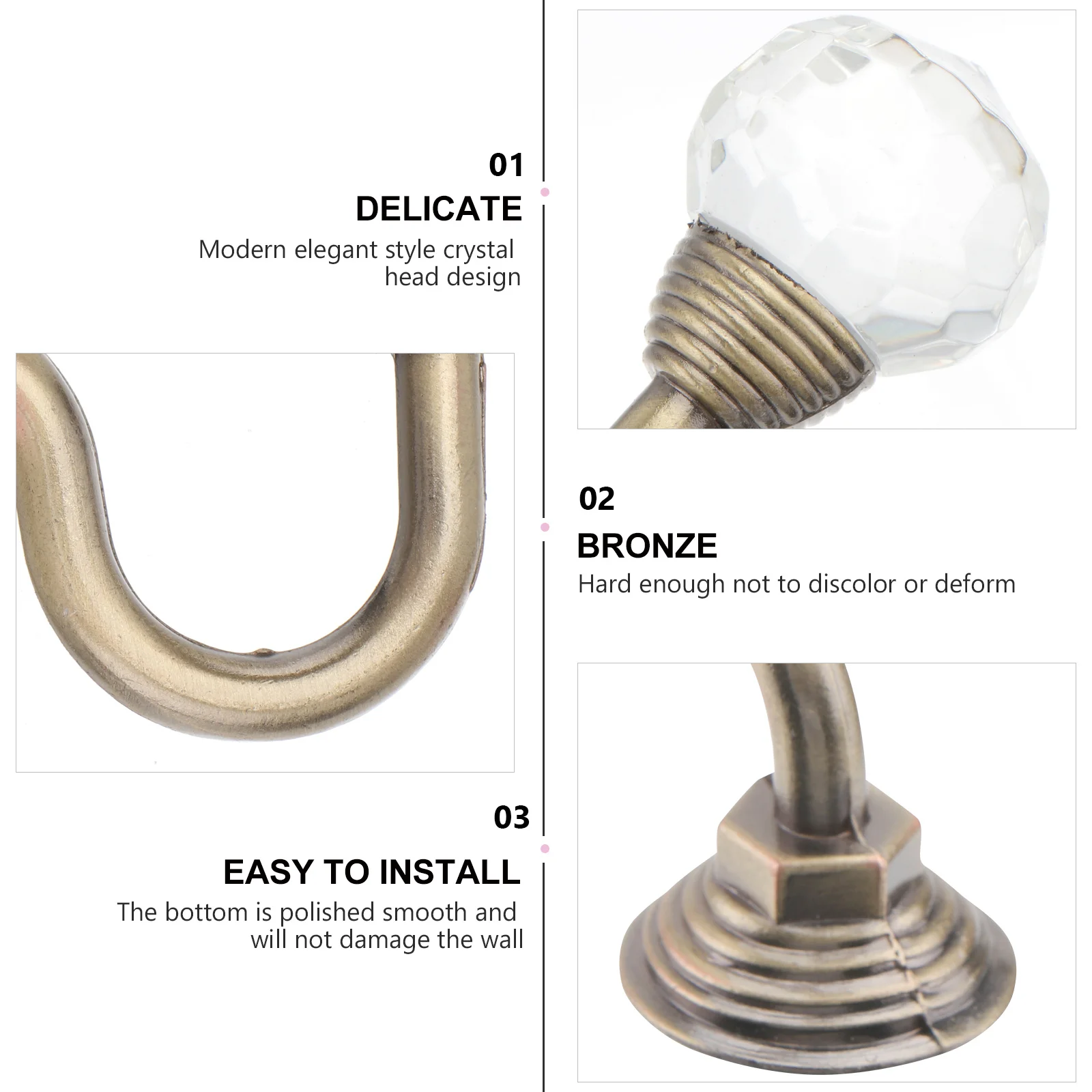 

2Pcs Curtain Hooks Zinc Alloy Wall Hooks Classic European Style Multi Use Curtain Holdbacks Home Decor Alloy Hook