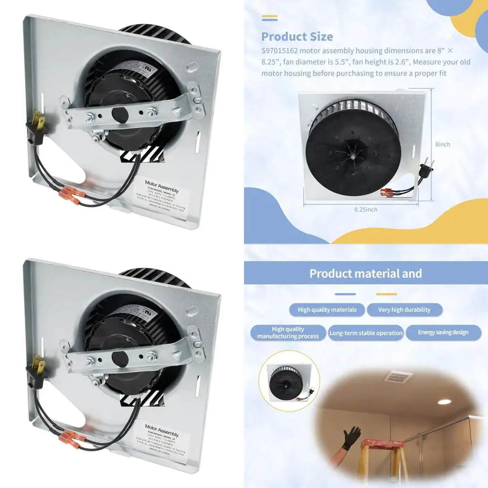 

Upgrade Motor Assembly for 8 x 8-1/4 Bathroom Exhaust Fans, Replacement for 678-G/2678F-A, 683-C, 676-D, 763, 684-D Series
