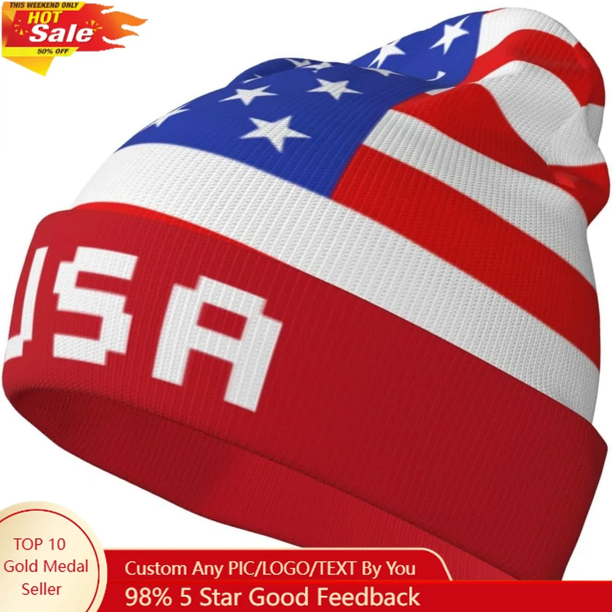 

Flag Beanie Hat for Women Men Fashion Knitted Hat Winter Warm Hats Soft Stretchy Ski Beanie Cap Unisex