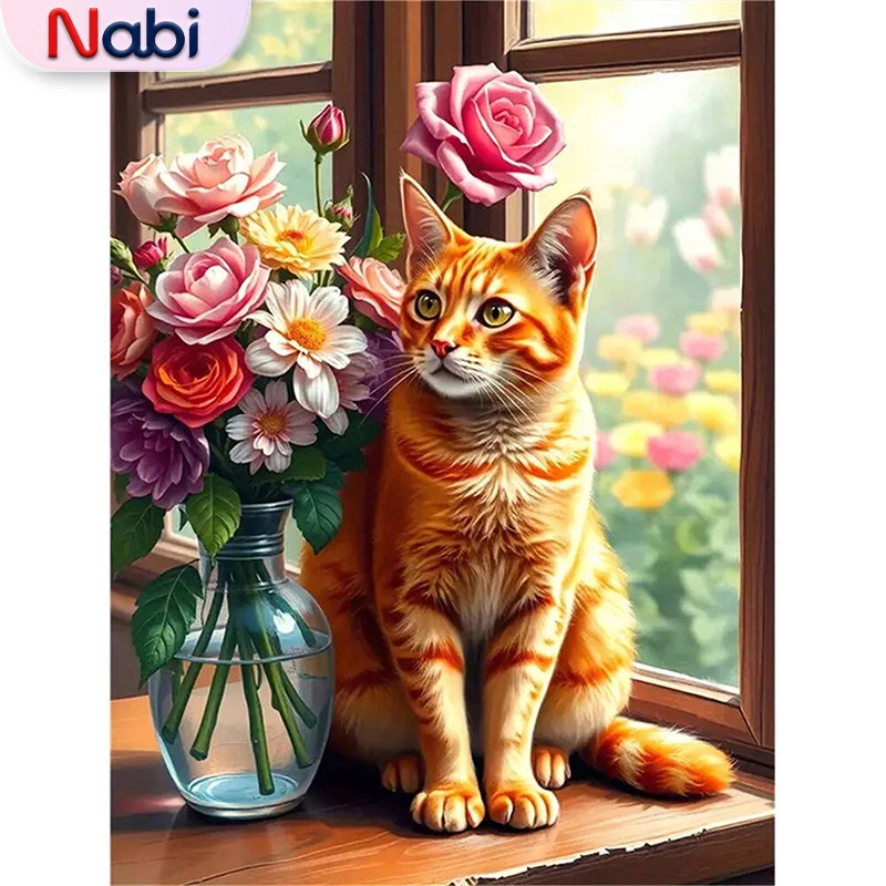 

Nabi Алмазная мозаика кошка животное наборы для вышивки крестом алмазная живопись ваза для цветов DIY узор для Nabis начинающих подарок ребенку