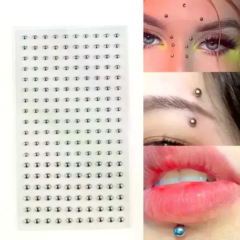 Non Piercing Lip Nails Sticker Selfadhesive Waterproof Reusable Fake Lip Nail Eyebrow Nose Ring Body Belly Button Jewelry 2Pcs