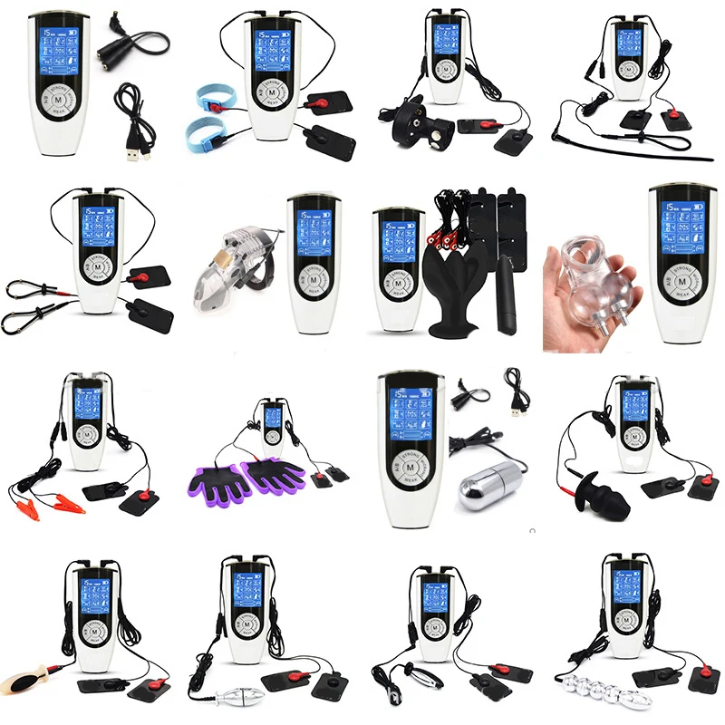 

Strongest BDSM Power Box,Electro Shock Anal Plug Penis Ring,Electric Stimulate Massage Glans Trainer Cock Cage,Men Sex Tool