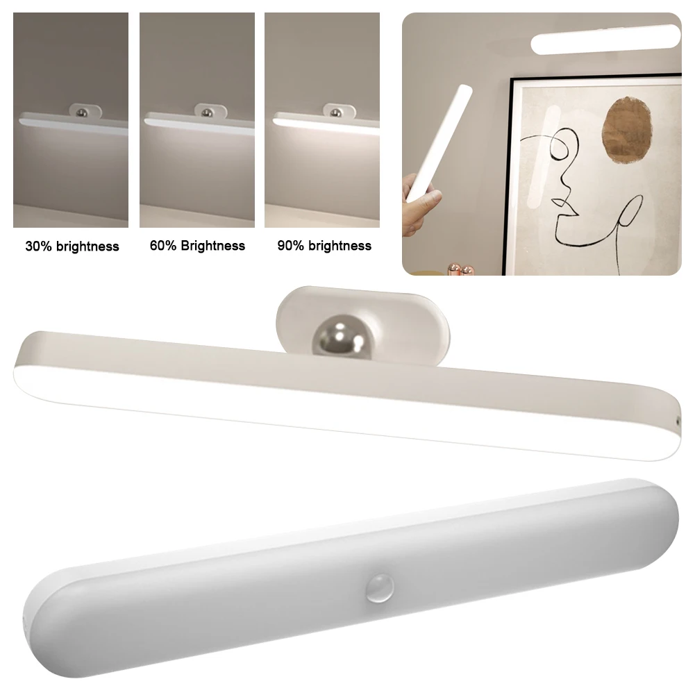 Wireless Makeup Mirror Light Battery Operated LED Eye Protection Light Adjustable Color Brightness & Angle for Makeup Vanity