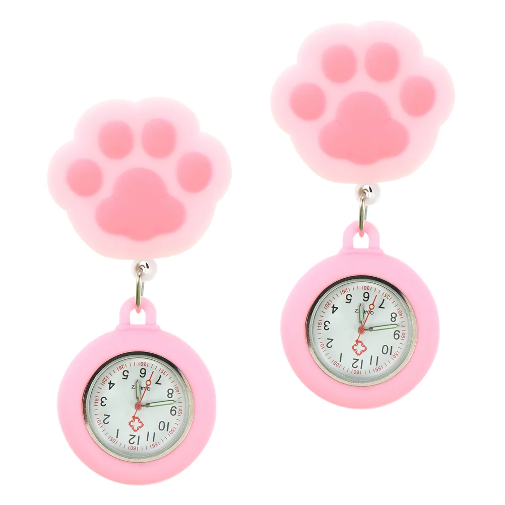 

2 Pcs Pocket Watch Locket Care Nurse Silica Gel Hanging Nursing Fob Student Digital