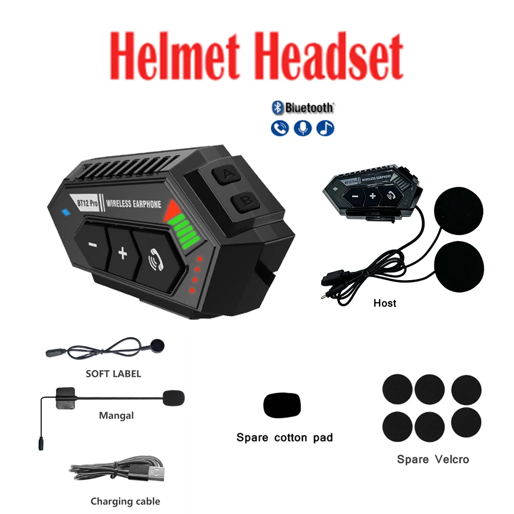 

Motorcycle Helmet Headset Bluetooth 5.3 Headphone Wireless Hands-free Call Stereo IP67 Waterproof Earphone Music Player Speaker