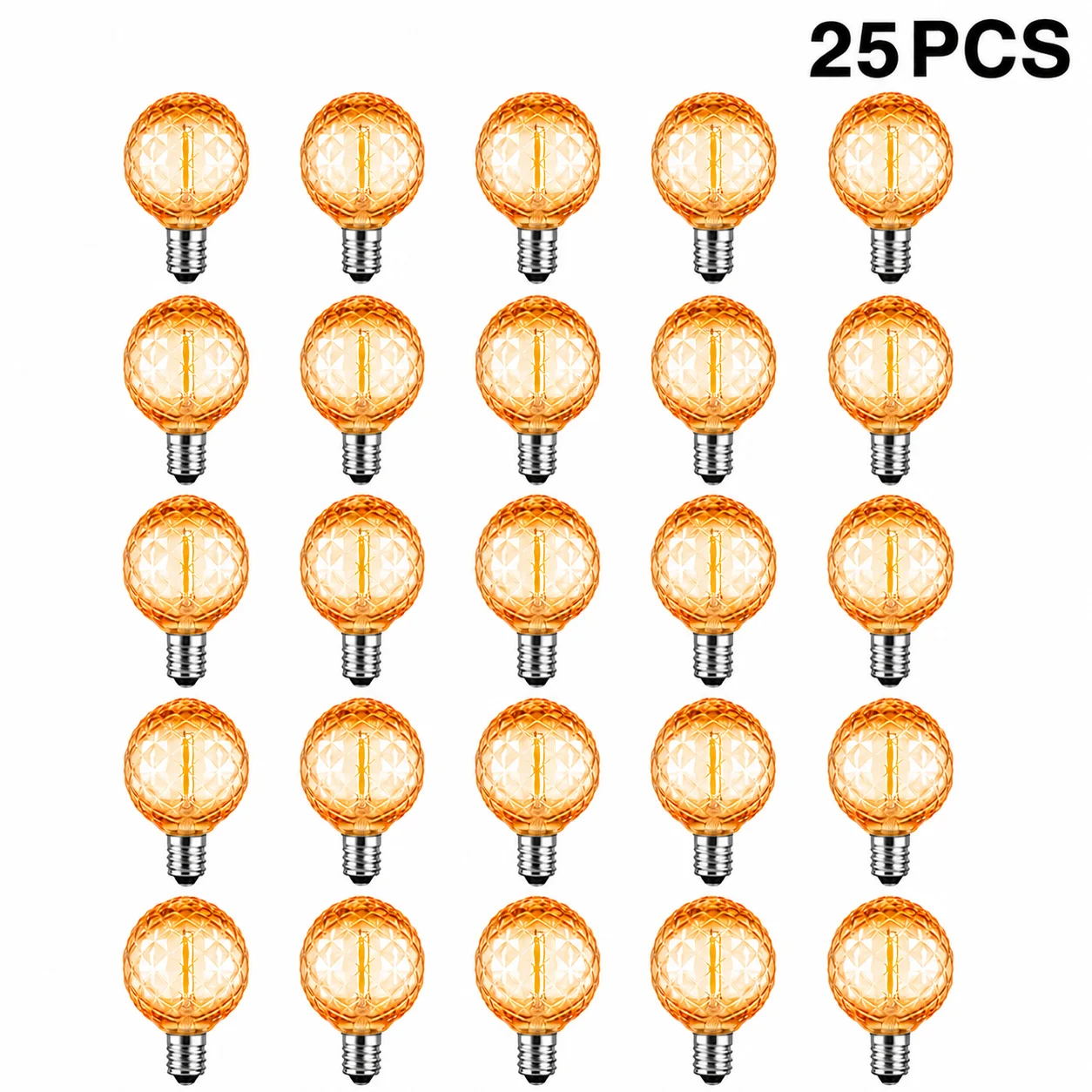 G40 Shatterproof Amber Diamond LED Bulbs E12 1W