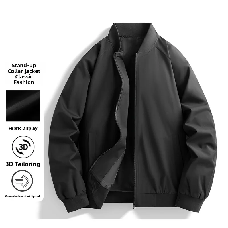 

Spring 2025 Men's New Sle Simple Dry Soft Breathable Casual Baseball Collar Jaet Coat Loose Fit Youth Trend Spring Autumn