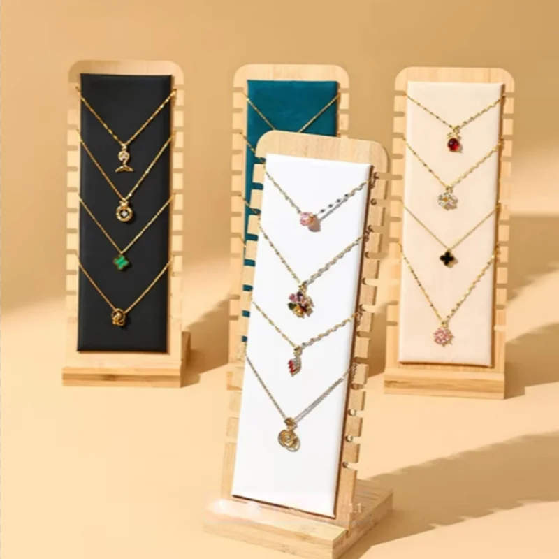 

Bamboo and Wood Detachable Necklace Display Stand Hanging Rack Jewelry Pendant Display Stand Storage Rack