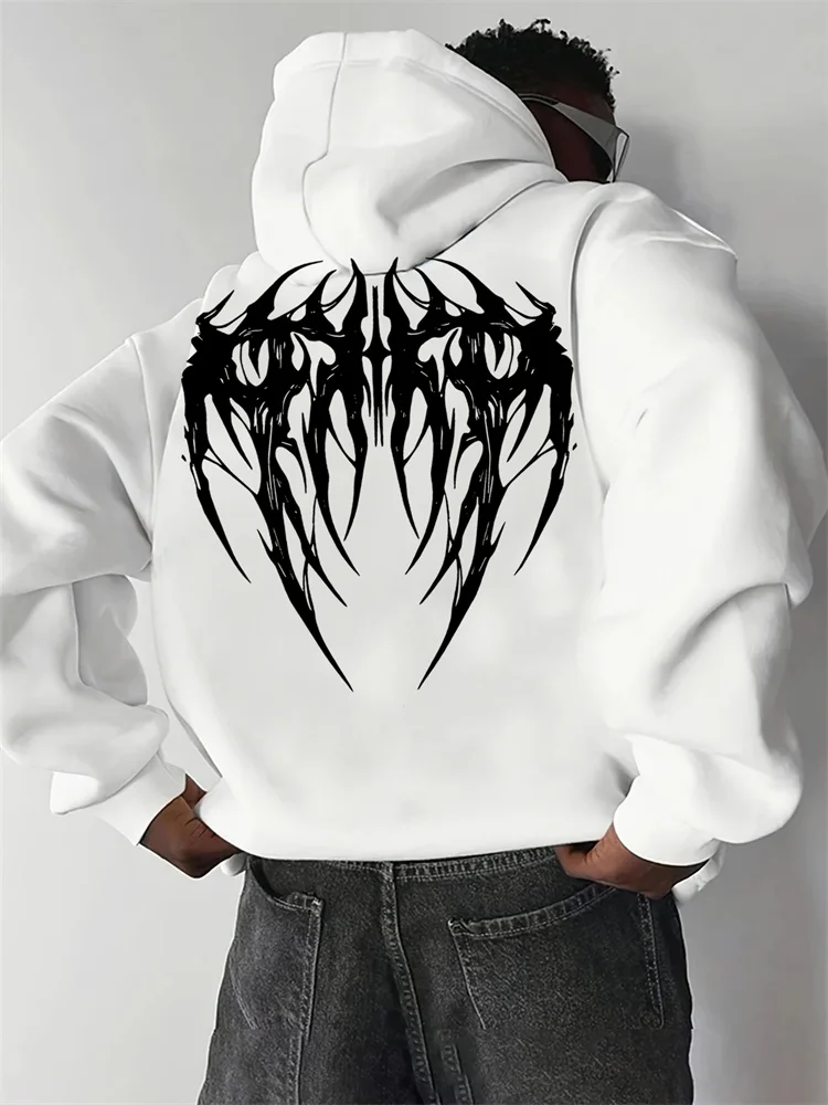 سترة بغطاء للرأس مطبوعة بنمط قوطي للرجال من Dark Element - بلوفر صوف جديد في الخريف والشتاء، مناسبة للارتداء اليومي S-3XL