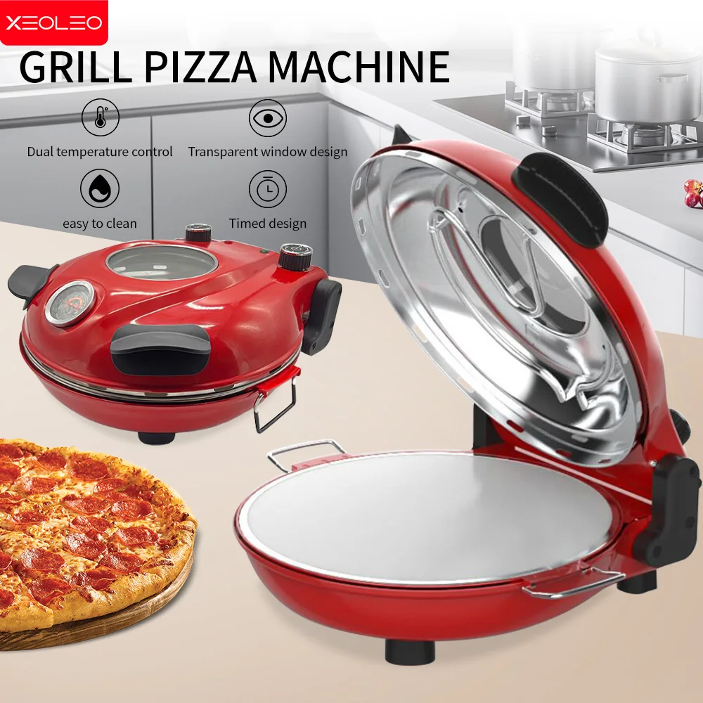 

XEOLEO Electric Pizza Oven 1200W Ceramic Stone Plate Baking Pan Pizza Machine 30cm Diameter Frozen Bread Pizza Grill