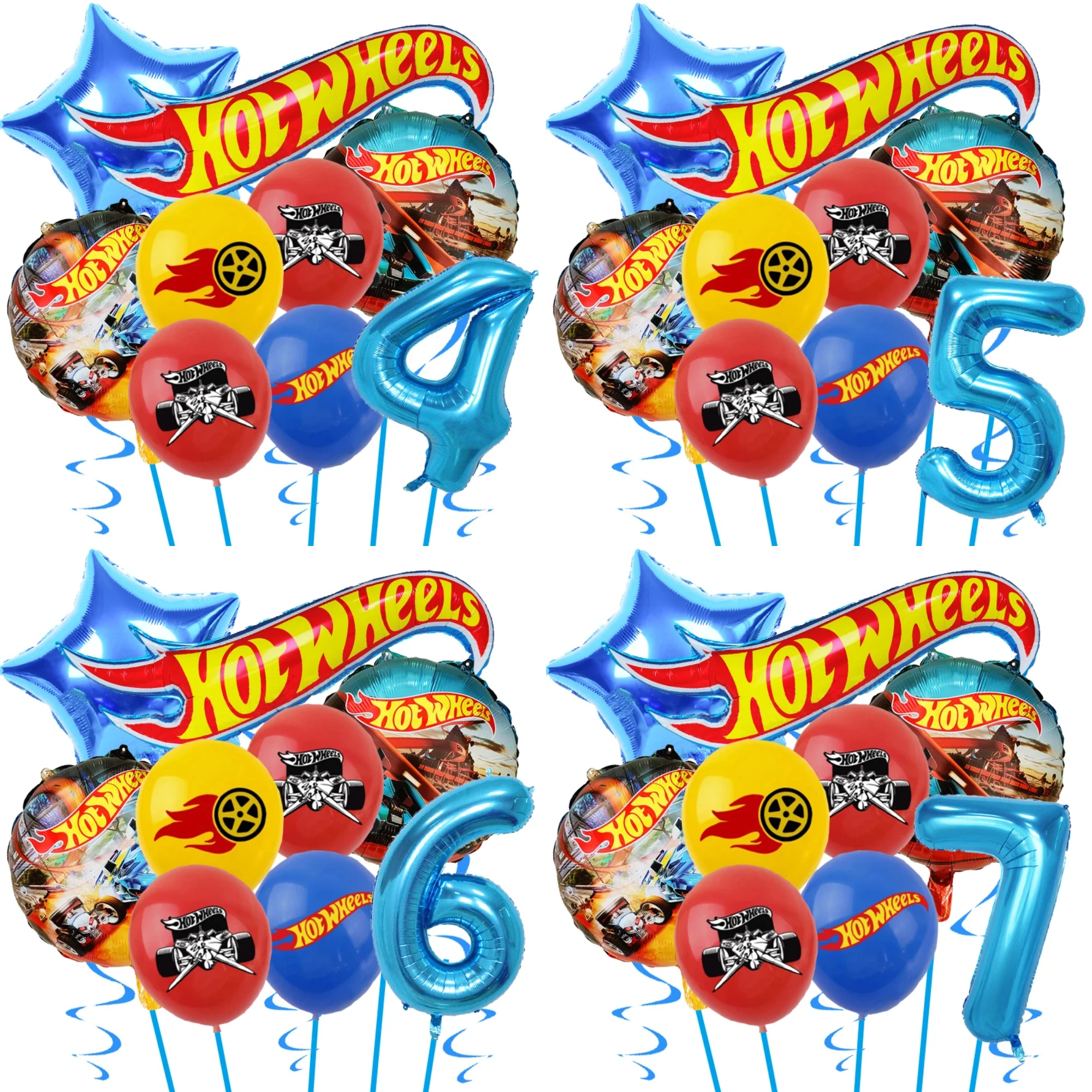 Hot Wheels Birthday Party Balloon Bouquet Decorations 32inch Red Number 1st 2nd Balloons Set Flamme Cars Globos For Boys Girls