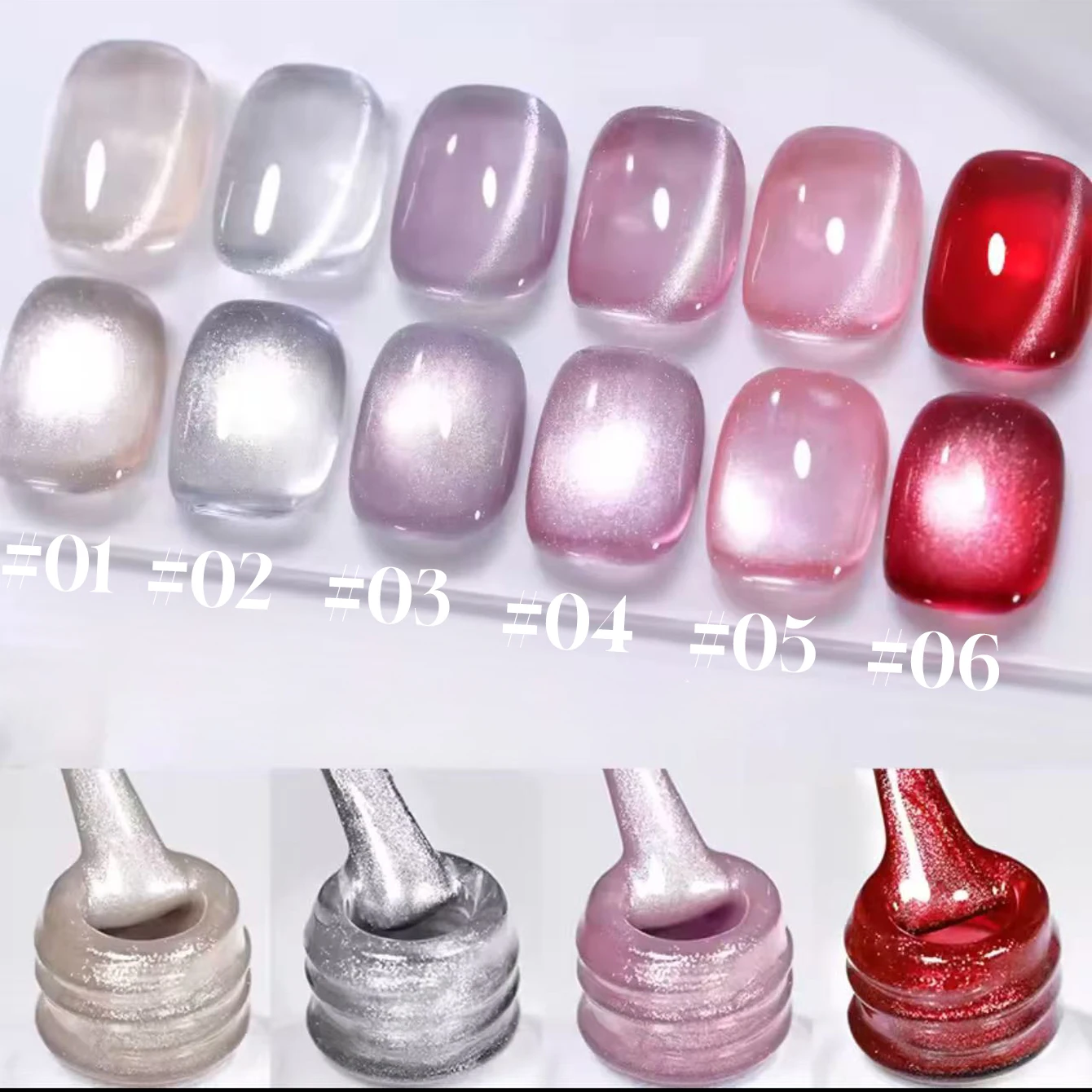 

MIANEL 12ML 1PCS Ice Transparent Cat Eye Gel Nail Polish Hot Selling Summer Ice Clear Glass Bead 6 Color Cat Eye Nail Polish