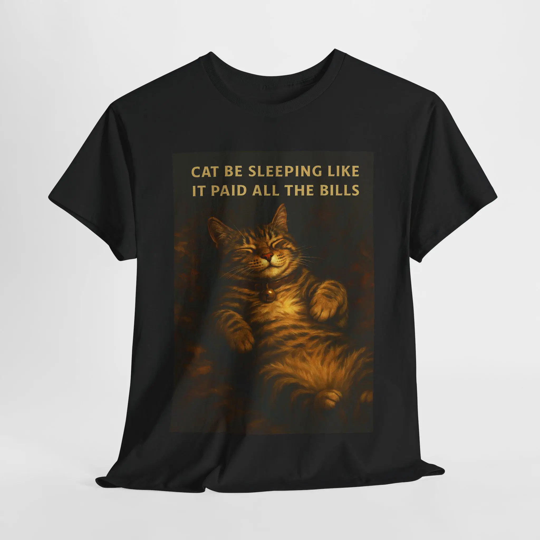 

Cat Be Sleeping Like It Paid All The Bills Забавная футболка-мем Мужская и женская хлопковая футболка с короткими рукавами Летние топы Мужская одежда