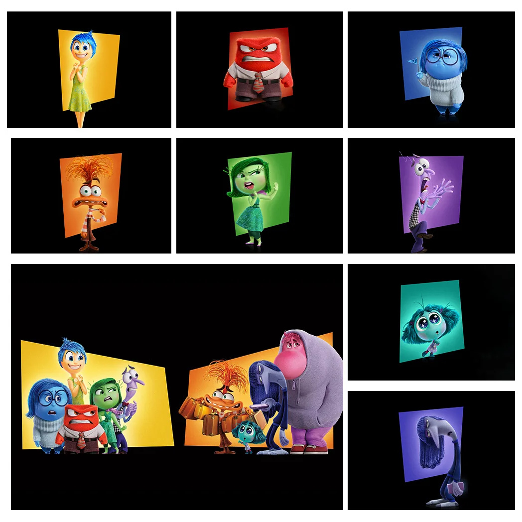 Miniso Disney Filme de Animação Inside Out2 Wall Art Poster, Quarto Infantil, Decoração, Expressão Emocional, Estilo Cartoon Pintura Canvas