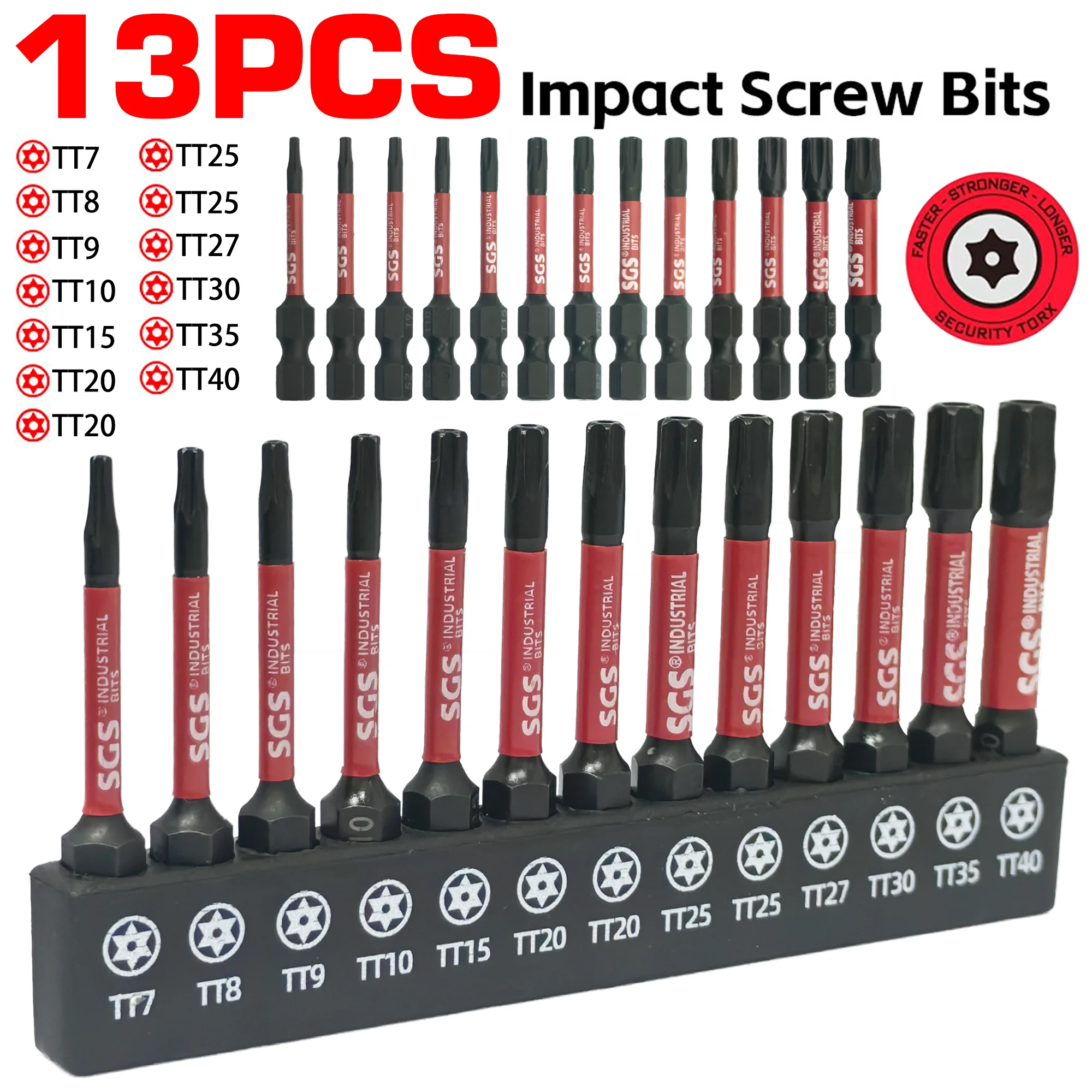 High-End Super Strong Magnetic Screwdriver Bit Set, 13/31 Piece Set, 25/50mm Tamper-Proof Star-Shaped Set, S2 Steel, Carbon Black Oxidation Treatment, Wear-Resistant/Impact Grade/Rust-Proof, Suitable for Electric Drills/Mechanical Repairs/Electronic Equipment Installation/Furniture Assembly