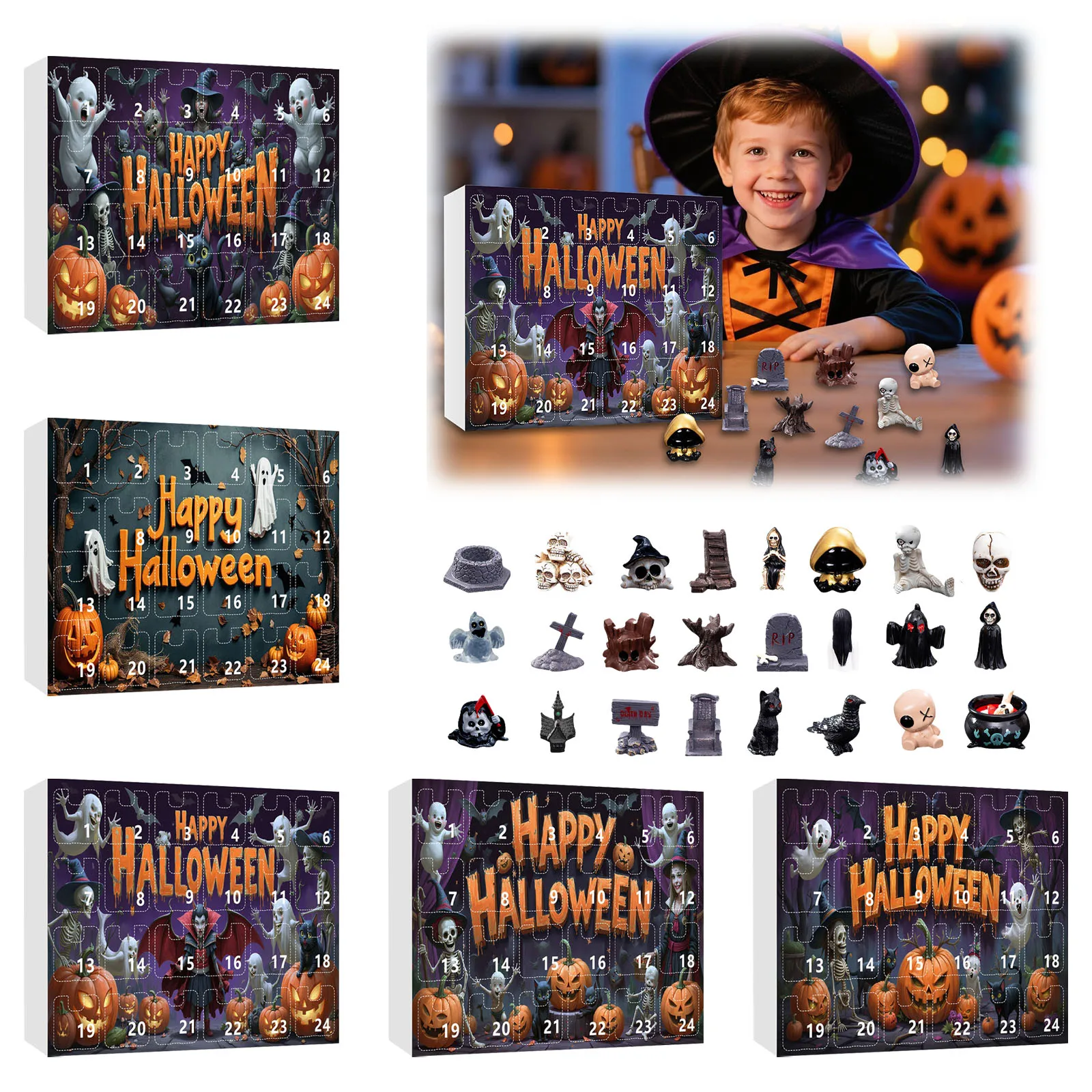 Giocattoli di Halloween per bambini Calendario per il conto alla rovescia Zucca A forma di resina Atmosfera popolare interessante festival giocattoli per bambini caldi